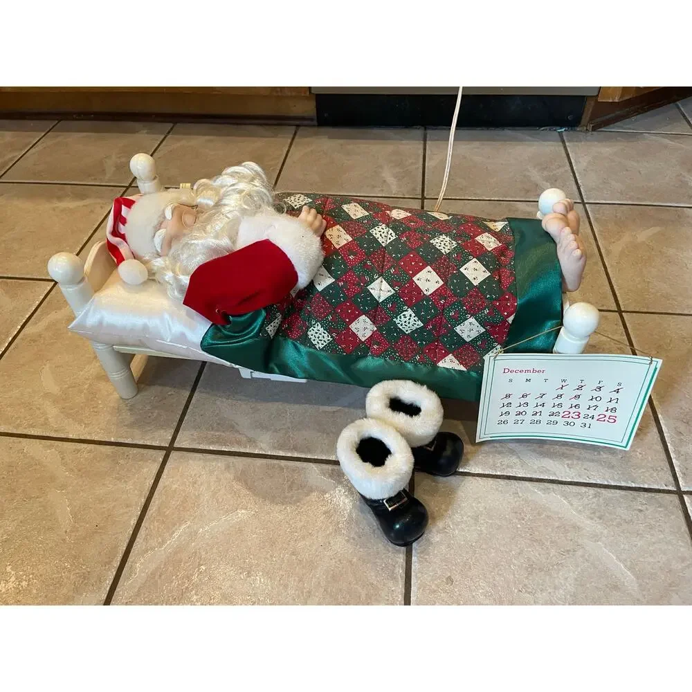 Vintage 1992 Telco Animated Snoring & Whistling Sleeping Santa Tested & Works